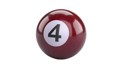 pool ball number four on transparent background	