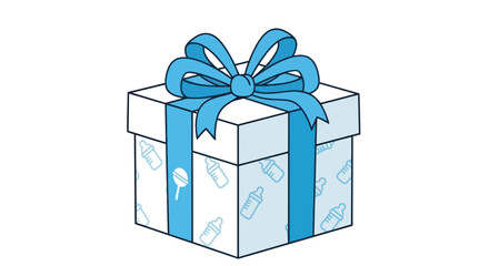 A White Gift Box Tied With a Blue Ribbon and Bow.