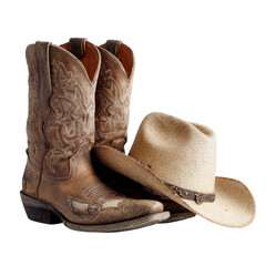 cowboy boots and hat [Transparent Background PNG]