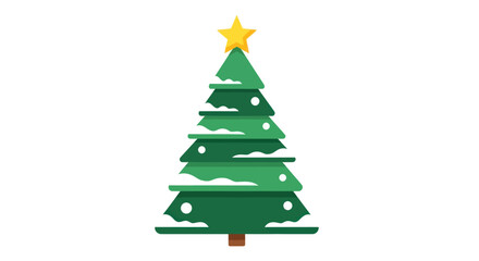 Stylized Christmas Tree with Snow and Yellow Star Topper.