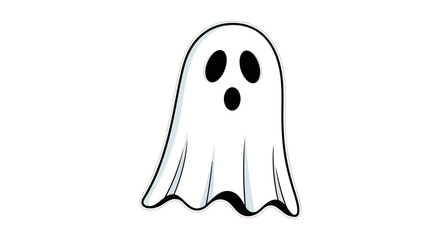 Simple Cartoon Ghost with Black Eyes and Open Mouth.