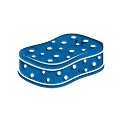Blue sponge isolated on transparent background, vector illustration for cleaning