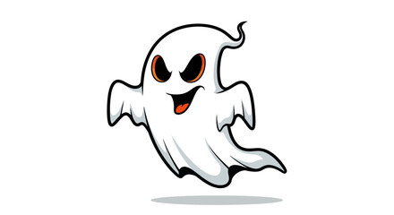 Cartoon Ghost with Malicious Expression.