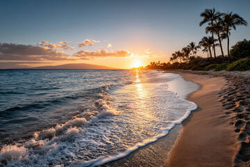 experience enchanting vibes of hawaii with breathtaking beach sunset where ultrabright colors paint sky as sun dips
