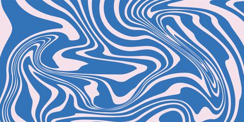 Abstract background pattern with colorful waves. Psychedelic groovy trippy y2k retro seamless pattern in blue and pink colors. Wavy and swirled brush strokes liquid background for packaging design