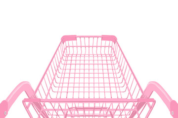 empty shopping cart pink cute vintage hand drawn on transparent background. © 7nov.studio