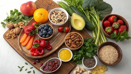 Different vegetables on the wooden table