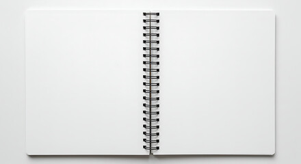 A Blank Spiral Notebook Opened and Lying Flat: Perfect for Creative Projects and Note-Taking with Ample Space on Each Page