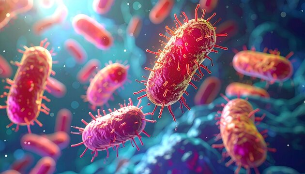 3d rendered illustration of a bacteria. Bakterium Escherichia coli (E. coli), EHEC 