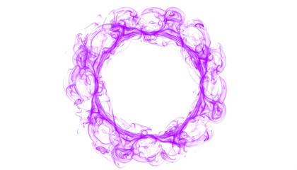 Horror PNG of purple smoke forming a circular frame with curling vapor, perfect for spooky, mystical, or abstract digital designs, overlays, and creative transparent visual effects