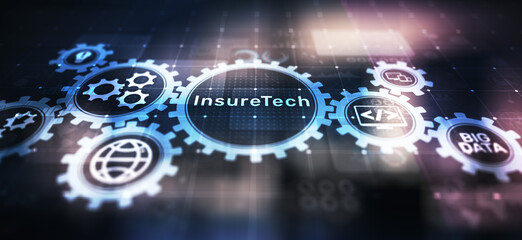 Insurtech Insurance technology online business finance concept on screen.