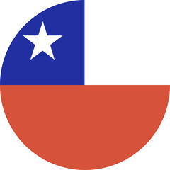 Flag of Chile. National Chile flag circle icon. Chilean round flag.