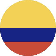 Flag of Colombia. Round Colombian flag. Colombia flag circle icon.