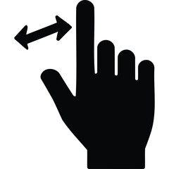 Fototapeta premium Black hand silhouette with extended finger and left right arrows indicating swipe gesture on white background