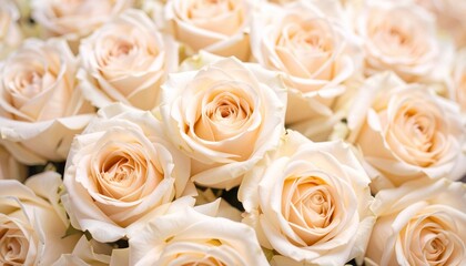 Exquisite Cluster of Ivory Roses Showcasing Petal Details and Delicate Hues