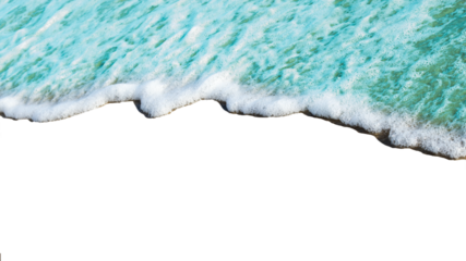 Foamy ocean wave gently rolls onto shore, creating serene and calming scene