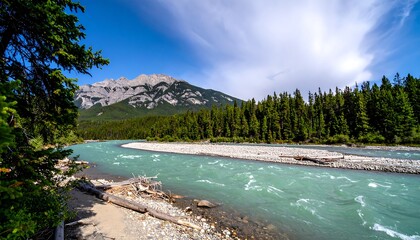 Serene mountain river landscape