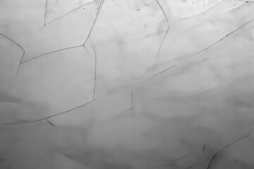 Cracked glass texture with faint smoke or fog effect, abstract artistic style, on a cloudy white background. Concept of fragility or distortion. Ai generative