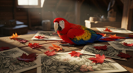 colorful parrot on a branch