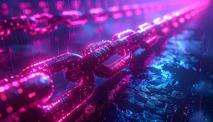 Neon chain in rain