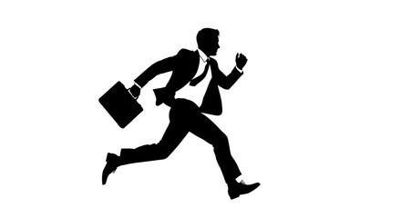 Obraz premium A striking black vector illustration of a running silhouette of a woman with shopping bags captures the energetic pursuit of fitness and retail