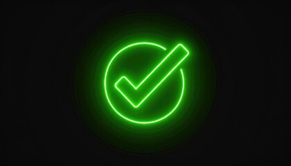 Bright Green Neon Checkmark Icon in a Circle