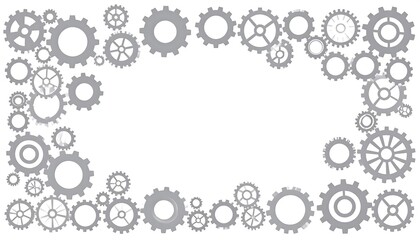 Grey gears frame on white background
