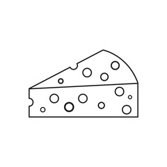 Minimalist cheese wedge line art illustration for menu design or food blog graphics so delicious looking