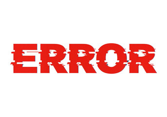 Red error text isolated on transparent background representing mistake warning and system failure concept.