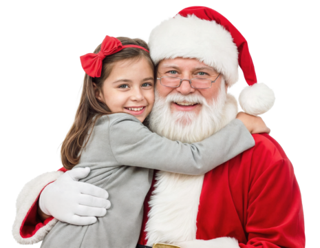 happy girl hugging santa claus in his red suit - Powered by Adobe