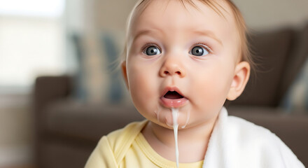 A Baby Spitting Up After Feeding