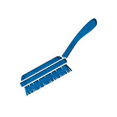 Blue cleaning brush isolated on transparent background for sweeping dust and dirt