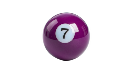 colorful pool ball number seven on transparent background	