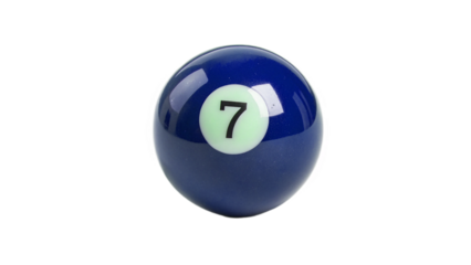 colorful pool ball number seven on transparent background	
