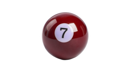 colorful pool ball number seven on transparent background	