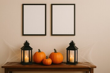 Simple and Cozy Halloween Decor with Frame Mockup for Spooky Seasonal Touch