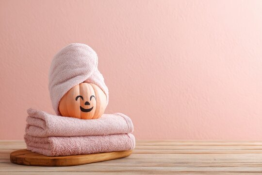 Halloween Pumpkin with Spa Towel for Selfcare