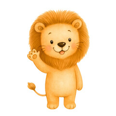 Cute Watercolor Lion Illustration, Adorable Safari Animal Clipart