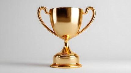 Shiny Gold Trophy Symbolizing Achievement and Success on a Minimalist Background