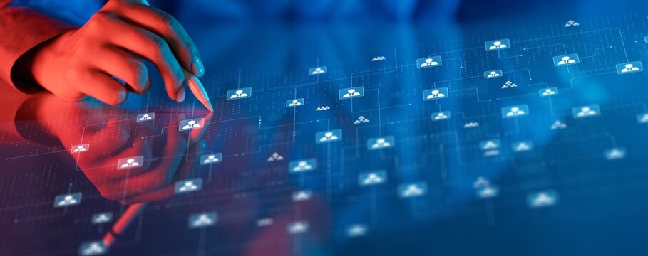 Networked Organizational Structure Depiction HR Human Resources. - Powered by Adobe