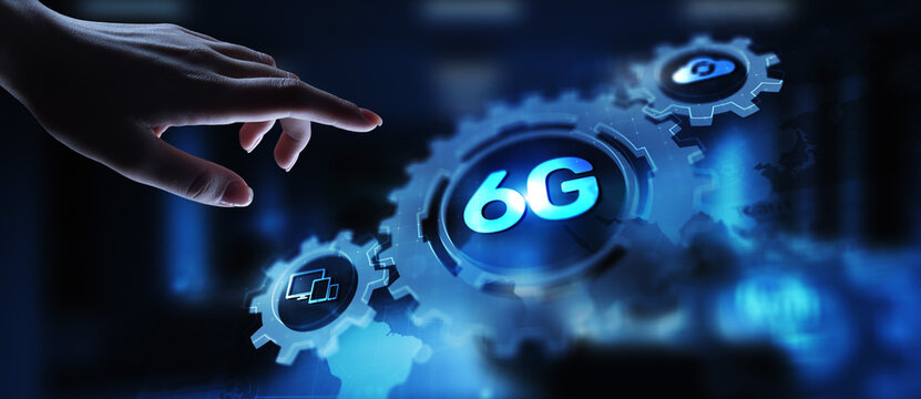 6G New generation telecommunication fast internet and technology concept on virtual screen.