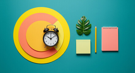 Time Management and Productivity Analyzing Schedule, Work Planning, and Daily Tasks with Stationery