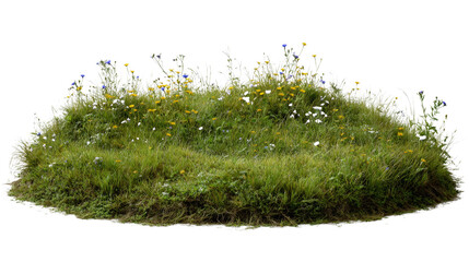 Fototapeta premium Verdant isle of wildflowers and grasses, an element for creating digital meadows or fantasy