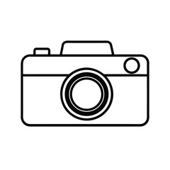 Minimalist black camera silhouette on a clean white background for design projects