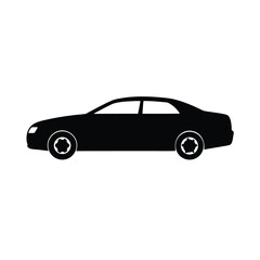 Fototapeta premium Minimalist black car silhouette on a clean white background for design
