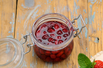 Dogwood berry jam in a small jar