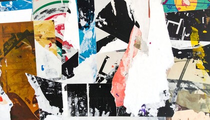 Fototapeta premium A collage of ripped and overlapping posters
