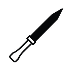 Minimalist black silhouette of a chisel on a clean white background