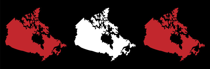 Set map in two colors on a black background of the Canada. Map of Canada. Borders of the Canada.