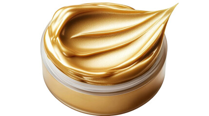 Gold cosmetic cream isolated on transparent background